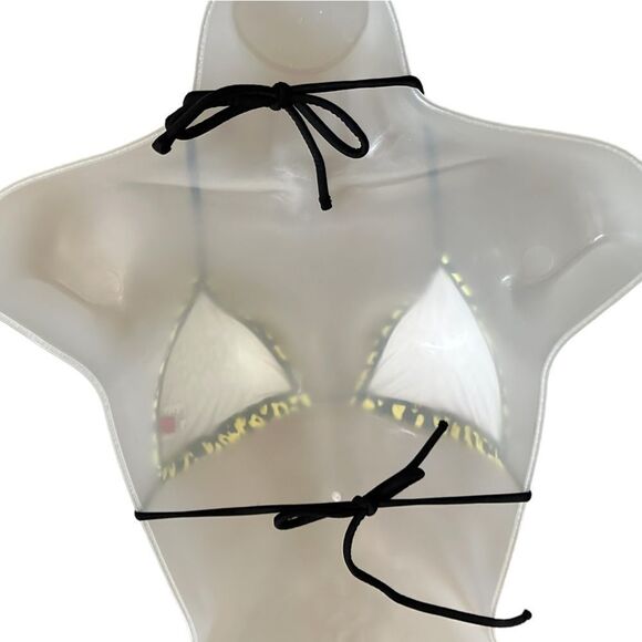 PacSun Neon Yellow Black Leopard Print Bikini Top - Picture 3 of 3